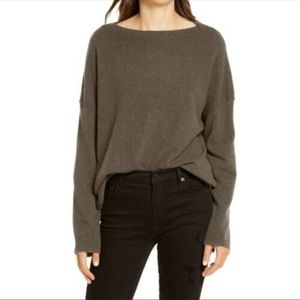 New All Saints Tara Jumper Military Green Cashmere Boat Neck Sweater Size XS